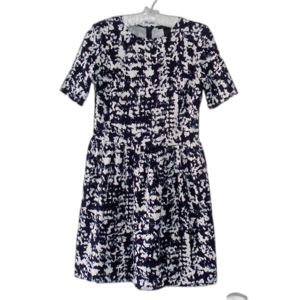 Aqua Girls A Line Dress Size L Black & White Short Sleeve Back Zip